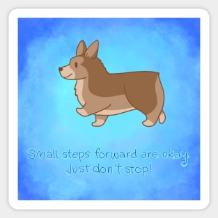 "Small Steps Forward" Corgi Sticker